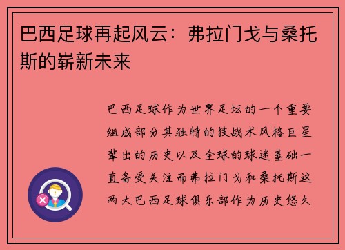 巴西足球再起风云：弗拉门戈与桑托斯的崭新未来